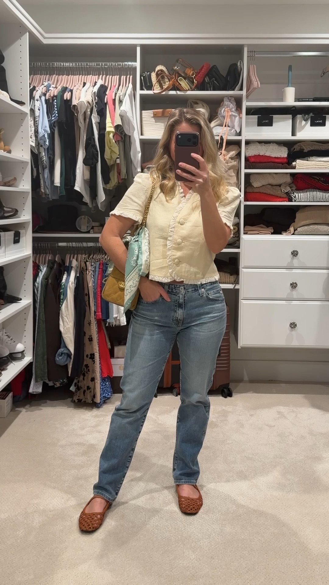 Old AG jeans (linked a similar pair), this Reformation top, my favorite comfy flats, Chanel 25 bag, and finished it off with a Jennifer Behr scarf for the perfect spring touch 🌸

Easy denim + a soft feminine top is always my go-to combo, especially when you add a scarf for a little extra personality. Effortless, comfortable, and ready for warmer days ahead.

#LTKootd #LTKSeasonal #LTKPetite