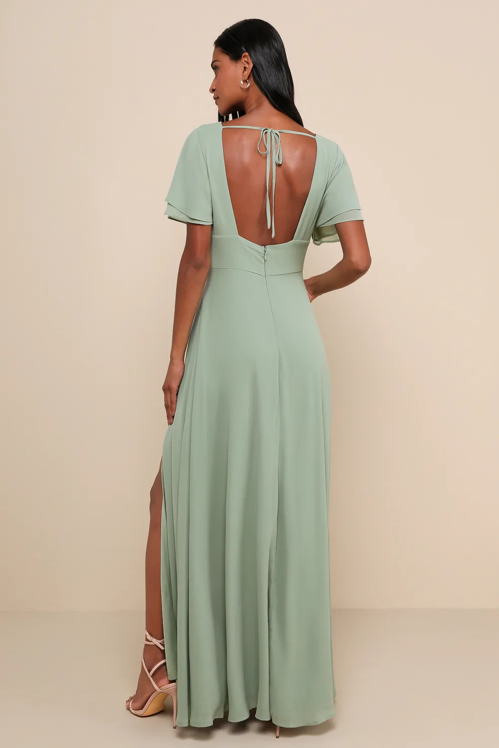 Promise Of Love Sage Brush Flutter Sleeve Maxi Dress | Lulus