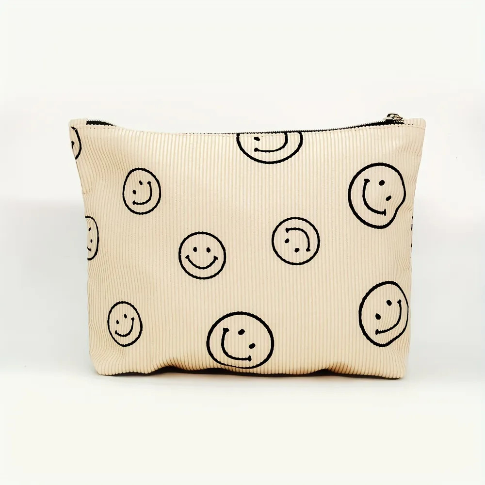 Smiling Face Corduroy Cosmetic Bag Aesthetic Women Handbags Smile Makeup Organizer Travel Bags Fo... | Temu Affiliate Program