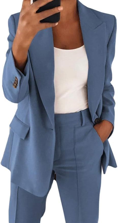 Cicy Bell Women's Casual Blazer Long Sleeve Open Front Work Office Jacket with Pockets | Amazon (US)