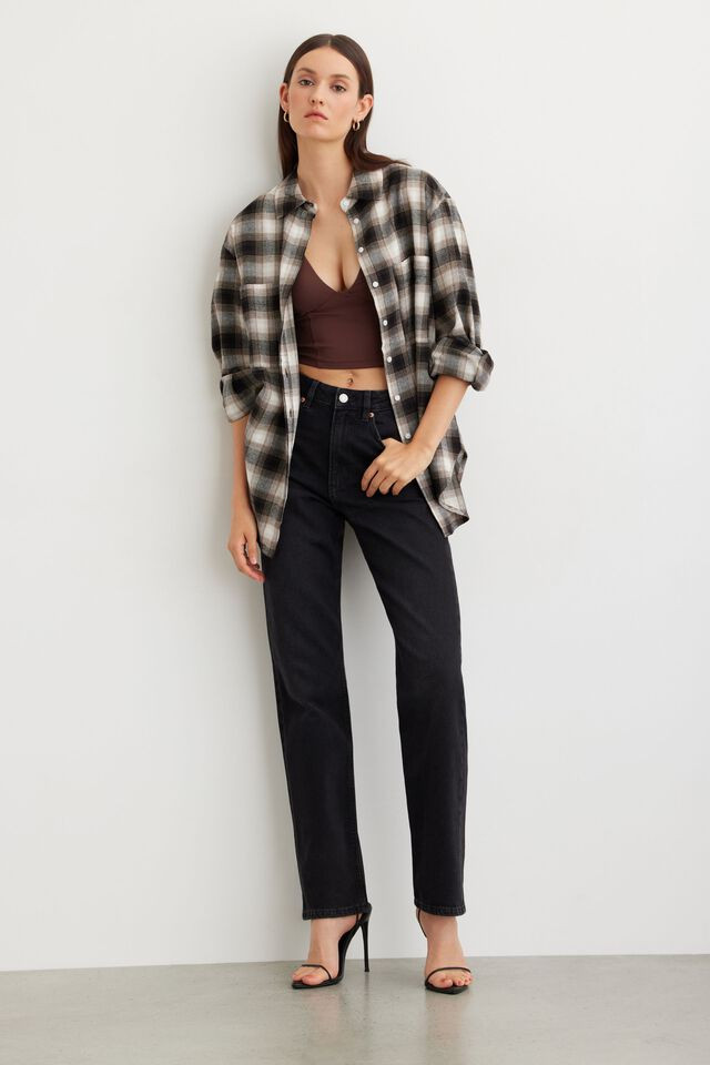 Frida Oversized Plaid Shirt | Dynamite Clothing