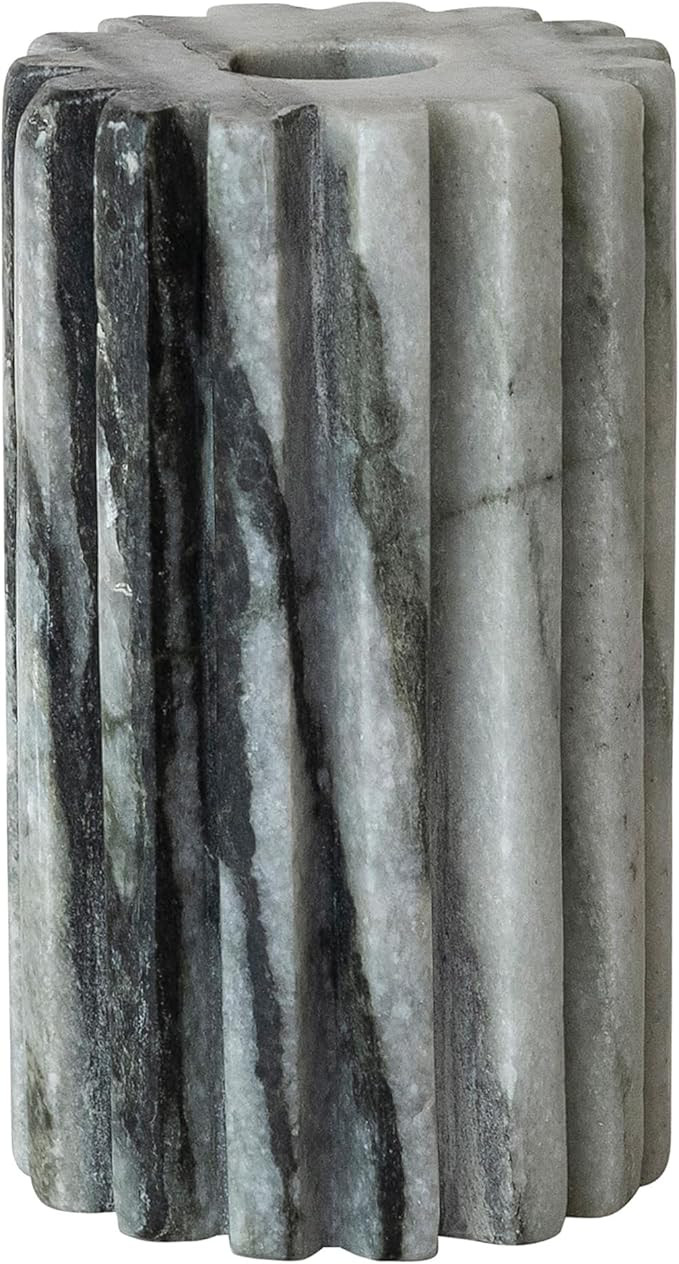 Bloomingville Round Marble Fluted 2-Sided Tealight/Taper Candle Holder, Black Mélange | Amazon (US)