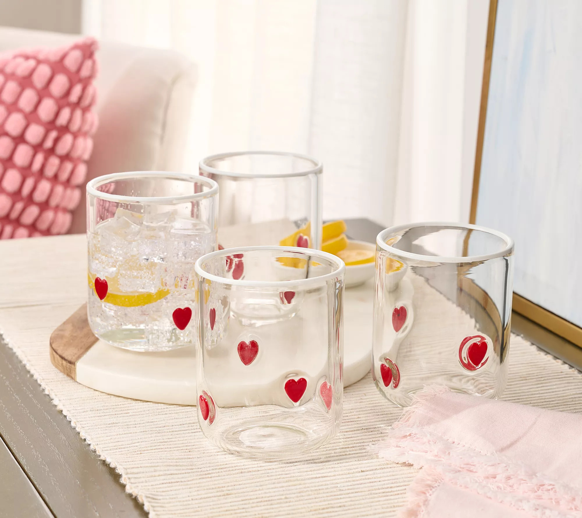 Make Your Selection: Home Reflections Set of 4 Heart Icon Glasses | QVC