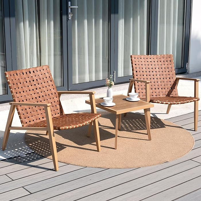3 Piece Patio Bistro Set, Outdoor Conversation Chair Sets with Coffee Table, Patio Furniture Set ... | Amazon (US)