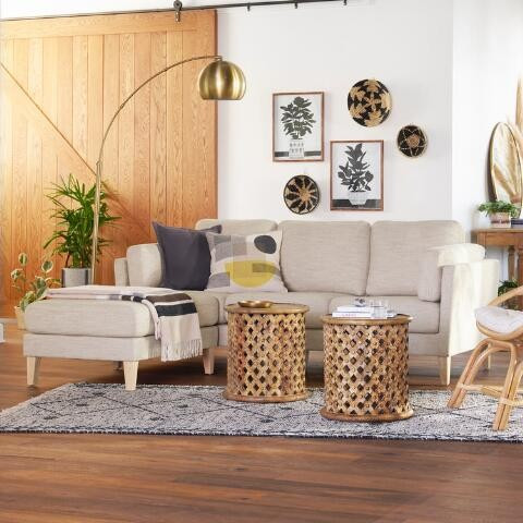 Noelle Oatmeal Woven Sofa and Ottoman | World Market