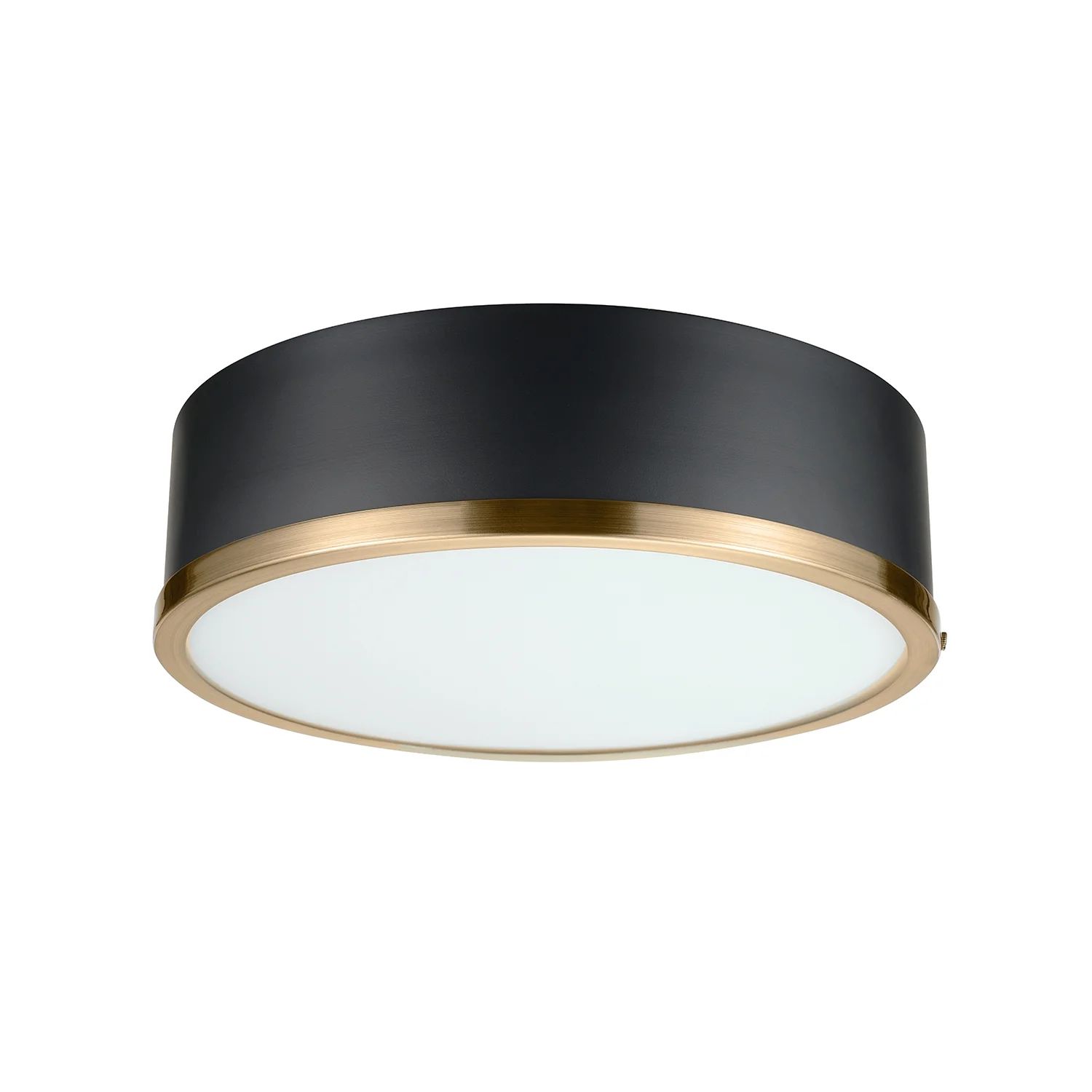 Better Homes & Gardens Irving Park 2-Light Flush Mount, Matte Black Finish, Burnished Brass Accen... | Walmart (US)