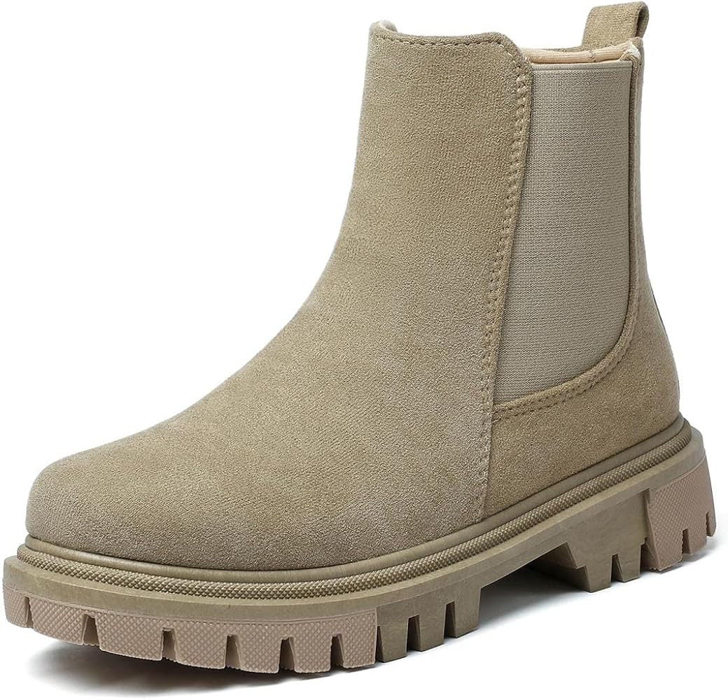 GOUPSKY Womens Ankle Boots Lug Sole Comfortable Slip On Chelsea Booties Elastic Gore | Amazon (US)