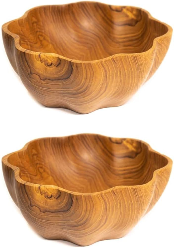 Rainforest Bowls Set of 2 Jumbo Squash Javanese Teak Wood Bowls- 8" Diameter- Perfect for Everyda... | Amazon (US)