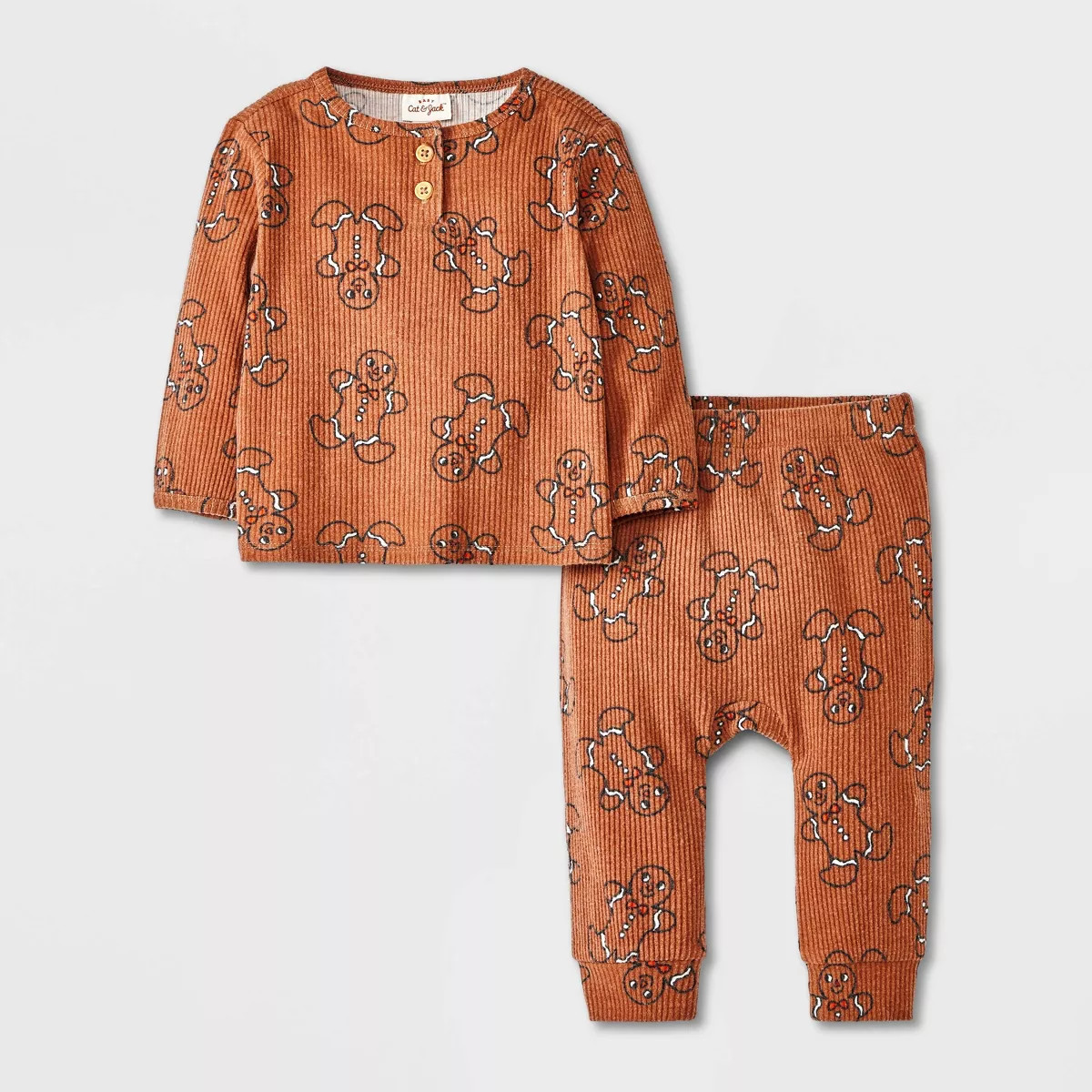 Baby Boys' Cozy Ribbed Top & Bottom Set - Cat & Jack™ Brown 0-3M | Target