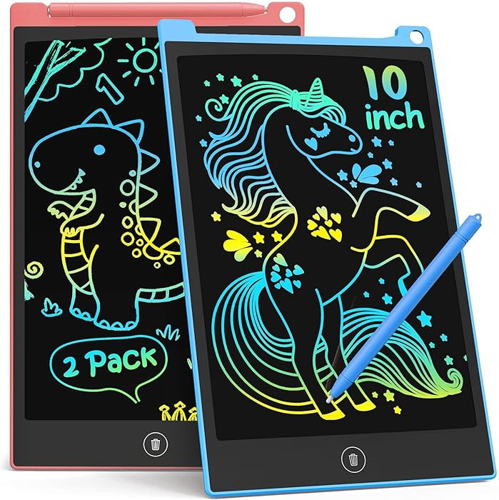 TECJOE 10 Inch 2 Pack LCD Writing Tablet, Colorful Doodle Board Drawing Tablet for Kids, No Mess ... | Amazon (US)
