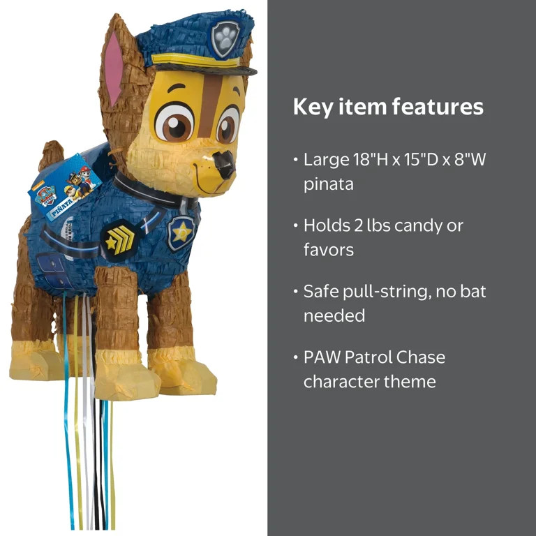 Chase PAW Patrol Pinata, Pull String, 15 x 18in | Walmart (US)