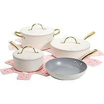 Paris Hilton Iconic Nonstick Pots and Pans Set, Multi-layer Nonstick Coating, Matching Lids With ... | Amazon (US)