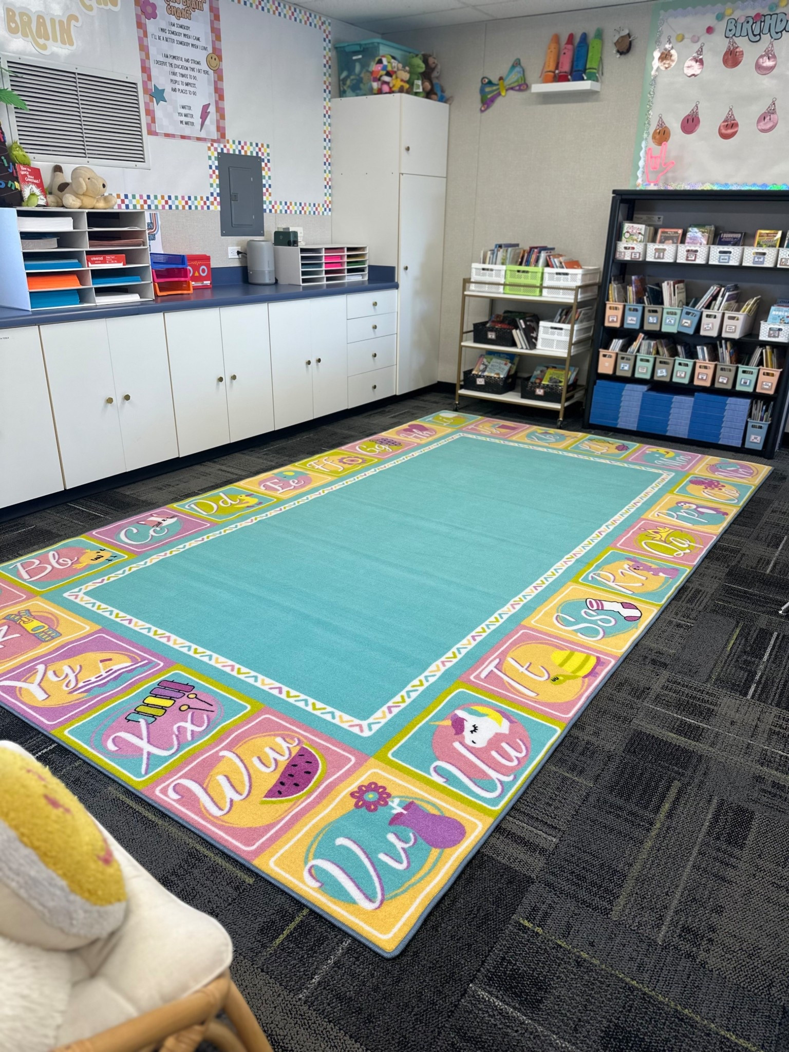 The cutest classroom rug! Easy to clean, bright, and durable! 

#LTKKids