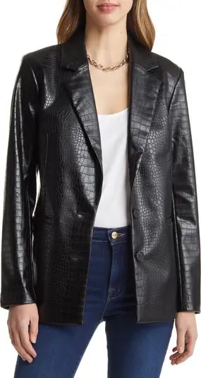 Croc Embossed Faux Leather Blazer | Nordstrom
