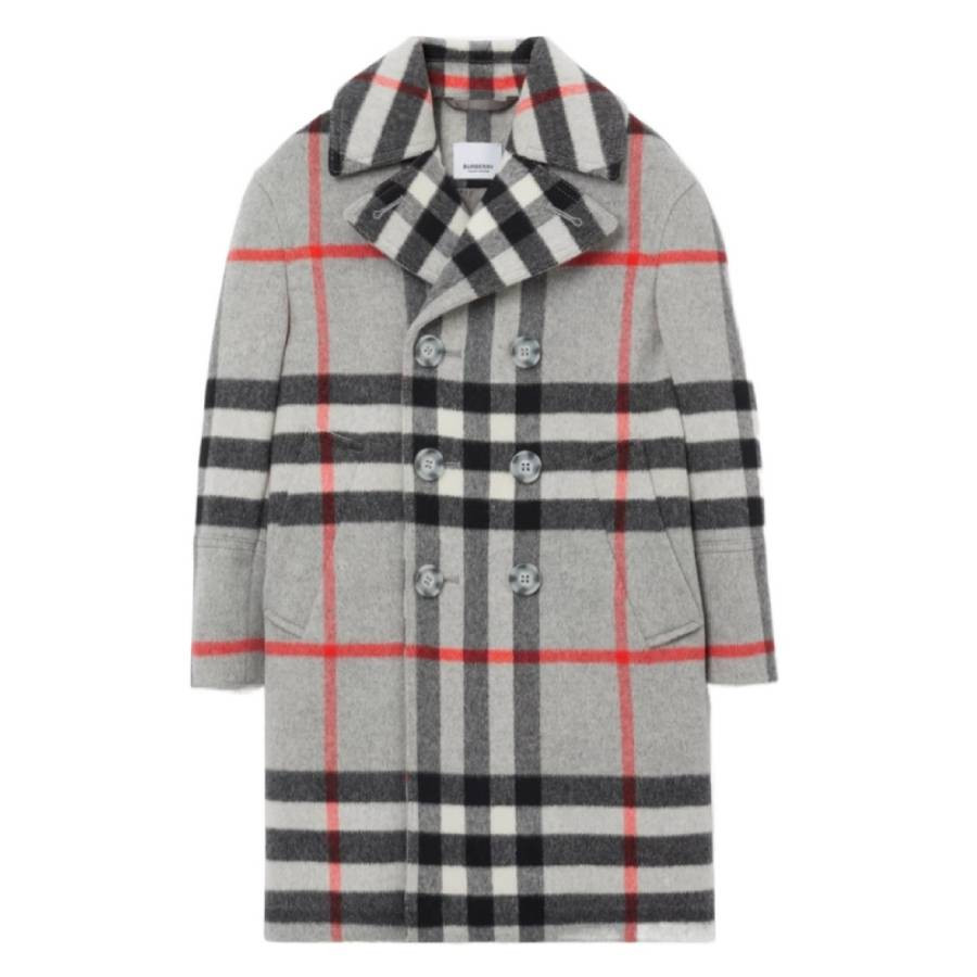Burberry Boys Monty Cool Charcoal Grey Check Wool Cashmere Blend Coat | Jomashop.com & JomaDeals.com