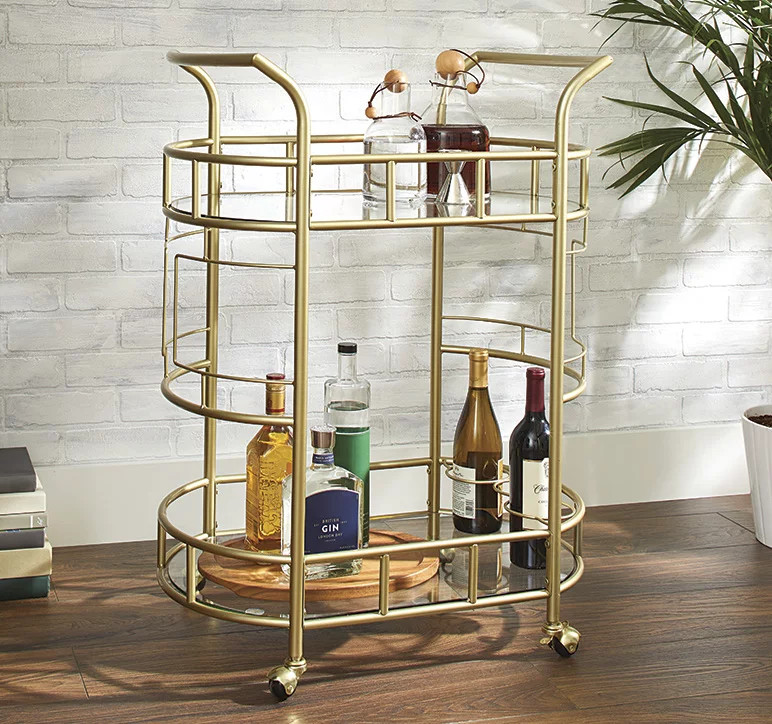 Better Homes & Gardens Fitzgerald Gold Metal Bar Cart - Walmart.com | Walmart (US)