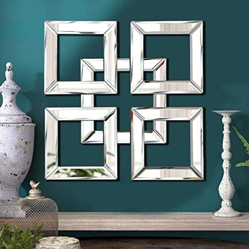 QMDECOR Square Mirrored Wall Decor Decorative Mirror 12x12 inches Modern Fashion DIY Silver Wall-Mou | Amazon (US)