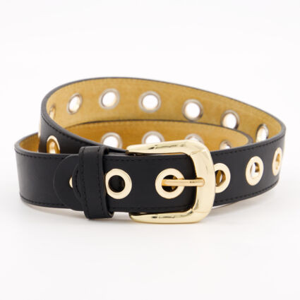 Black & Gold Tone Eyelet Belt | TK Maxx