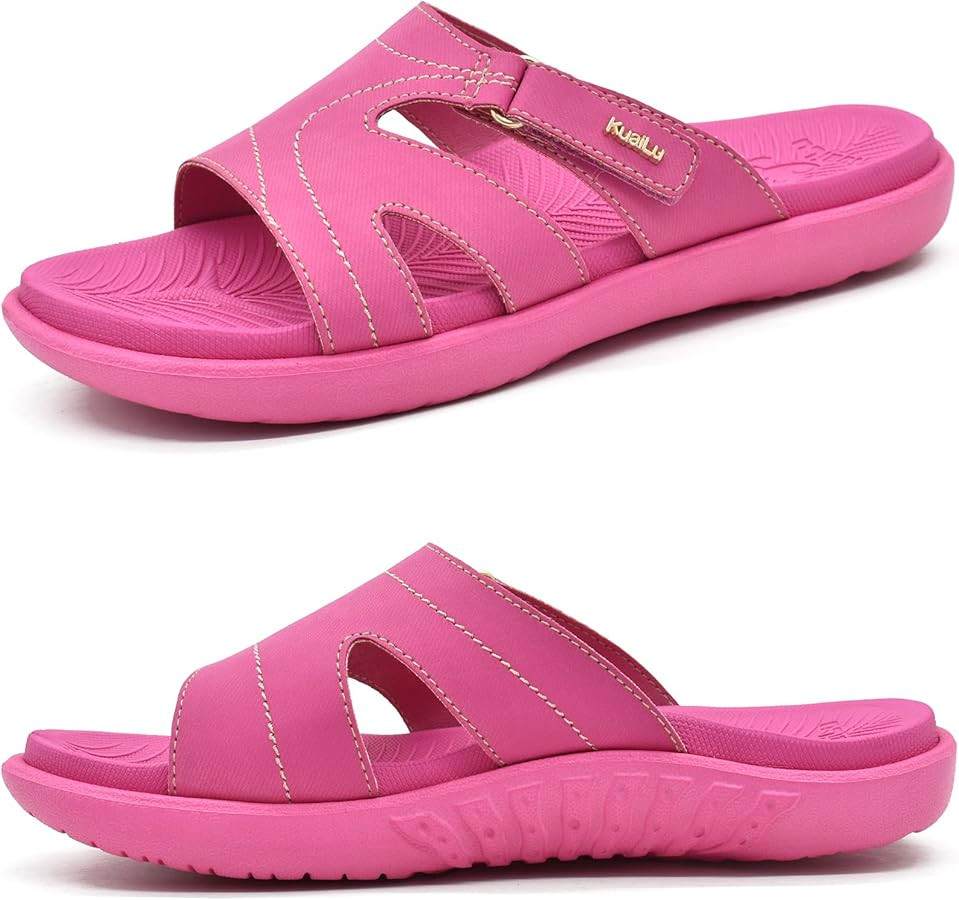 KuaiLu Womens Fashion Orthotic Slides Ladies Lightweight Athletic Yoga Mat Sandals Slip On Thick ... | Amazon (US)