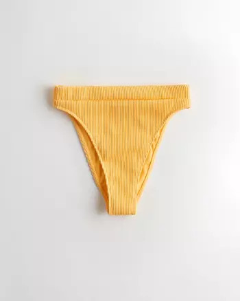 Ribbed High-Waist High-Leg Bikini Bottom | Hollister US