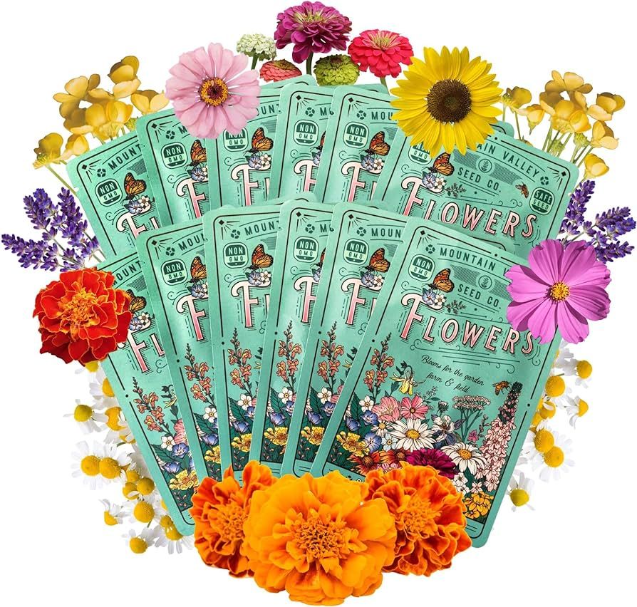 Flower Garden Seed Collection - 12 Varieties of Flower Seeds for Planting~6,000 Seeds - Includes ... | Amazon (US)