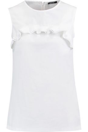 Raoul Woman Irina Ruffle-trimmed Cotton-blend Poplin Top White Size XL | The Outnet US