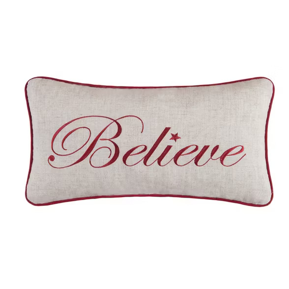 C&F Home 10" x 19" Believe Embroidered Christmas Holiday Throw Pillow | Target