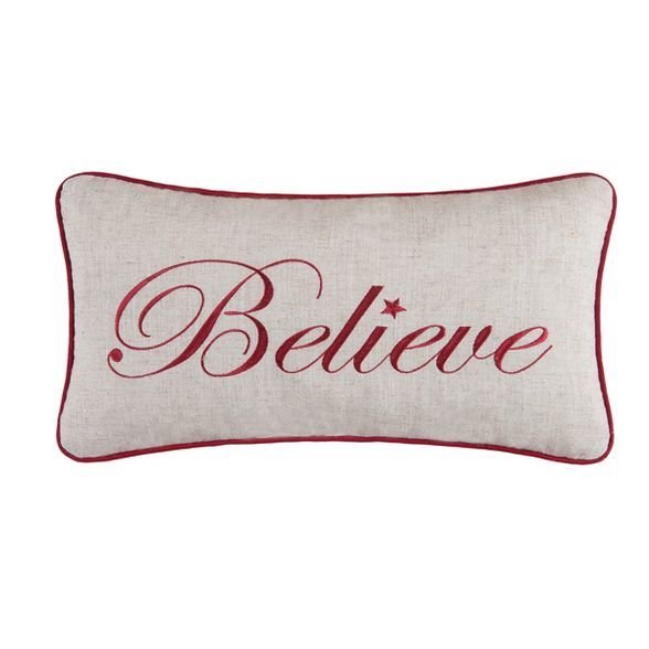 C&F Home 10" x 19" Believe Embroidered Christmas Holiday Throw Pillow | Target