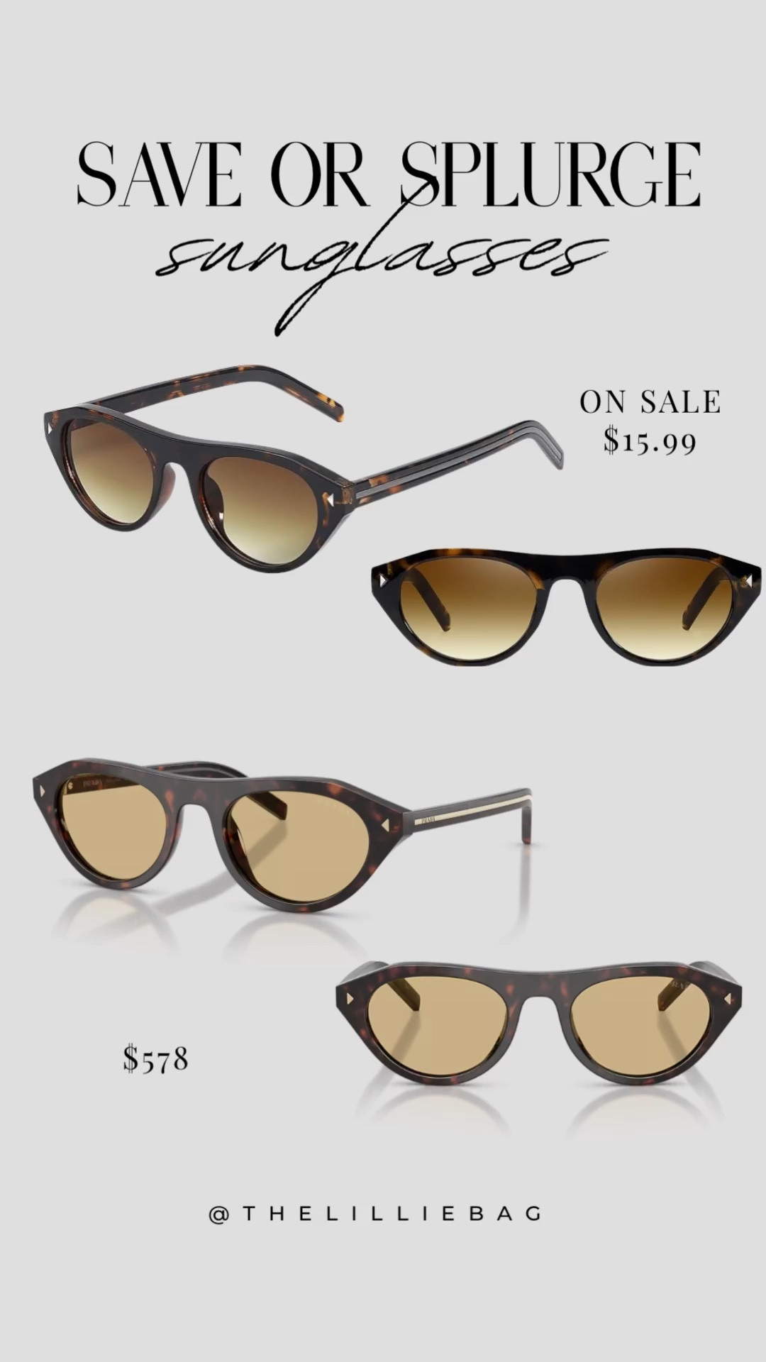 Save vs splurge Prada sunglasses! Trending now! Amazon ones are 20% off today for $15.99. 

Sunglasses. Sunnies. Spring break. 

#LTKootd #LTKSeasonal