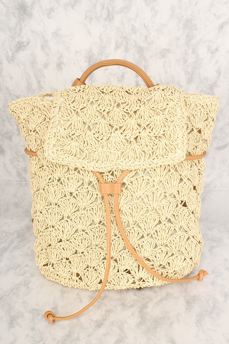 Sexy Beige Straw Backpack | Ami Club Wear