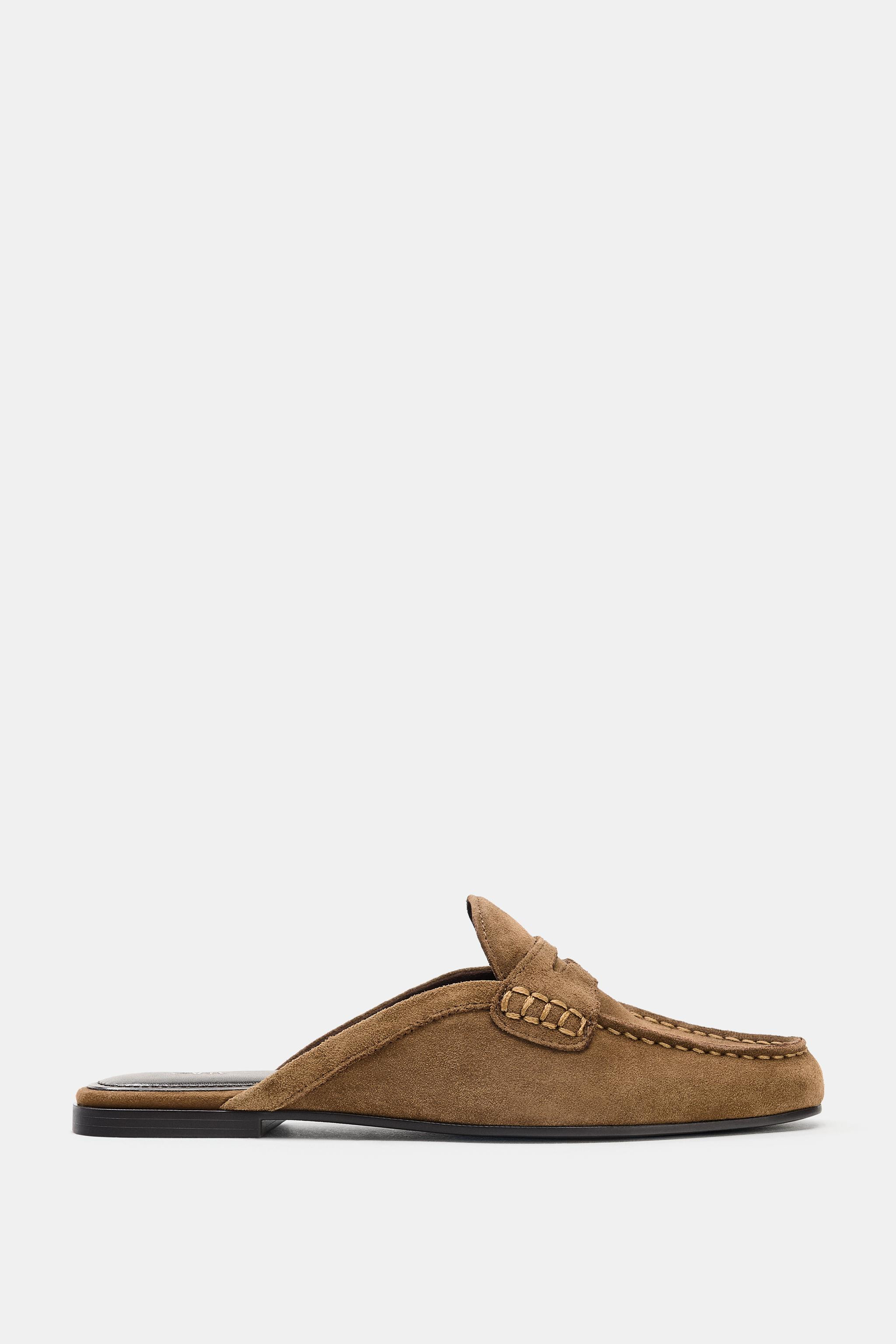 SPLIT SUEDE MULE LOAFERS | Zara UK