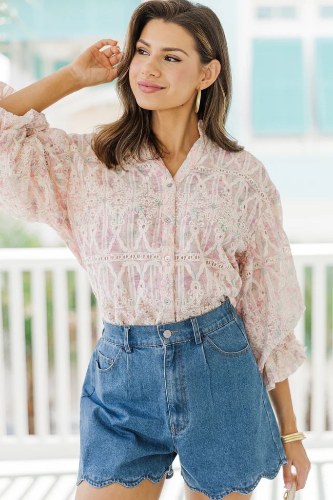 Fate: All In A Dream Blush Pink Watercolor Floral Blouse | The Mint Julep Boutique