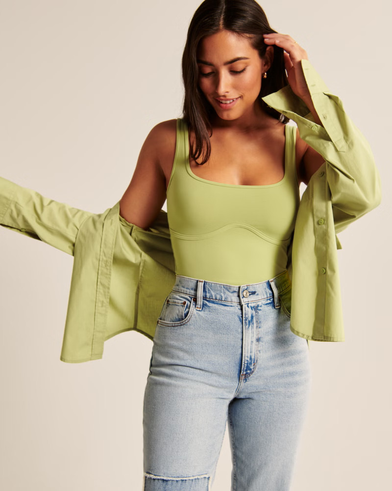 Women's Seamless Fabric Corset Squareneck Tank | Women's Tops | Abercrombie.com | Abercrombie & Fitch (US)