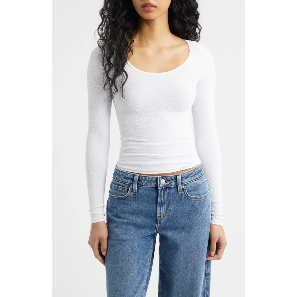 Free People Love Letter Long Sleeve Top in White at Nordstrom, Size Medium/large | Nordstrom