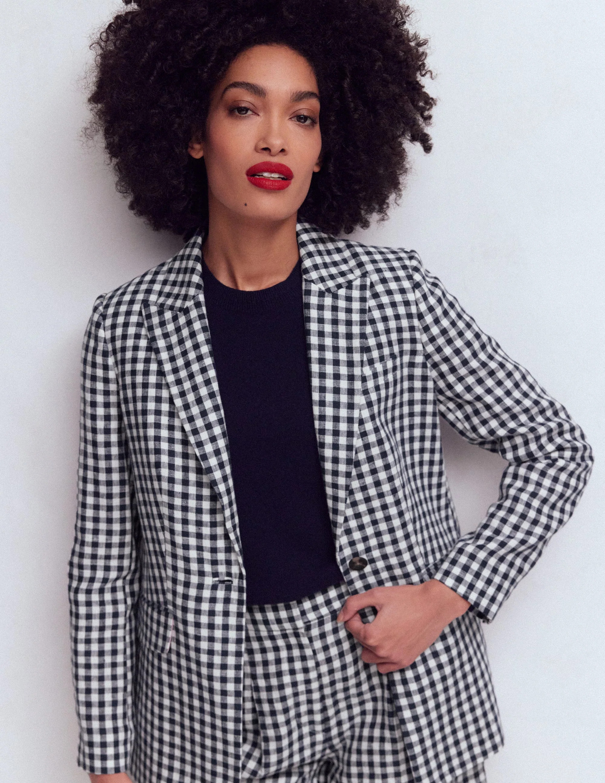 Woodbridge Linen Blazer-Navy & Ivory Gingham | Boden (US)