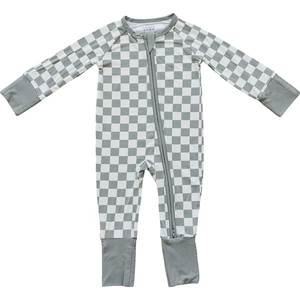 Mebie Baby Light Green Checkered Bamboo Zipper | Mebie Baby