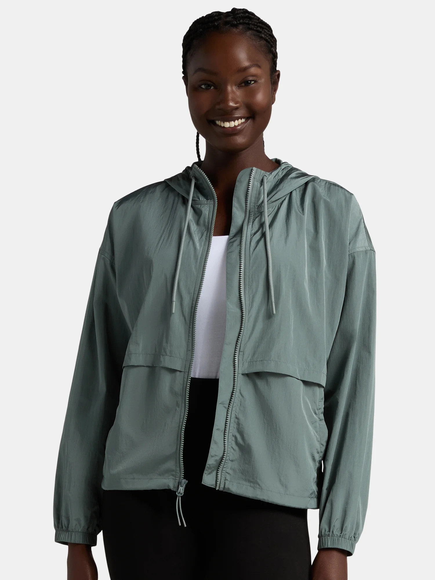 Athletic Works Women's Zip Front Windbreaker Jacket, Size XS-XXXL - Walmart.com | Walmart (US)