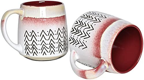 Bosmarlin Medium Ceramic Coffee Mug Set of 2, 15 oz, Big Stoneware Tea Cup for Office and Home, D... | Amazon (US)