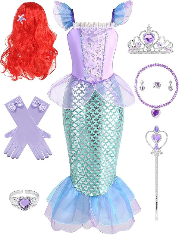 Princess Costume for Little Girls Cosplay Princess Dress Birthday Party Halloween Christmas 3-10Y | Amazon (US)