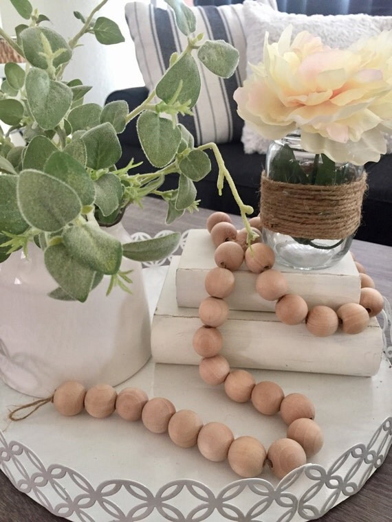 Wood Bead Garland, Jewelry For Your Home, Natural Wood Garland, Home Decor, Farmhouse Decor, Garland | Etsy (US)