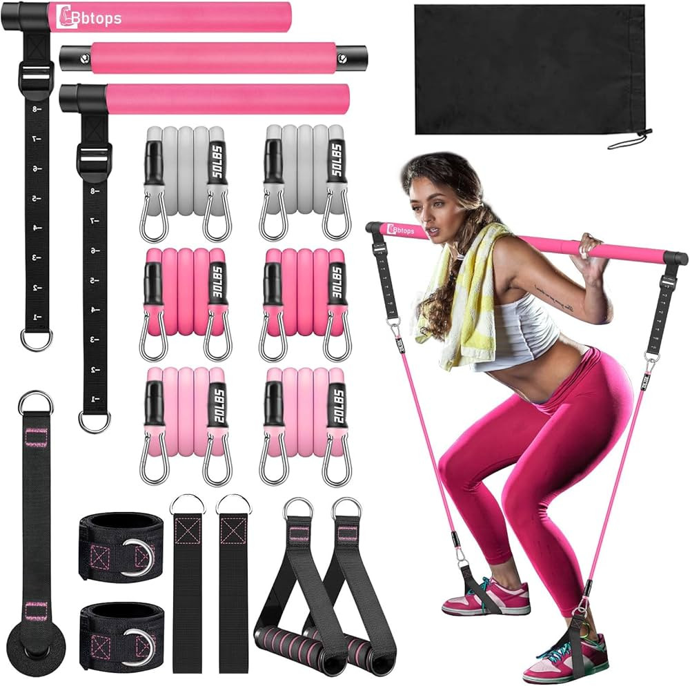 Pilates Bar Kit with Resistance Bands,Pilates Bar with Stackable Bands Workout Equipment for Legs... | Amazon (US)