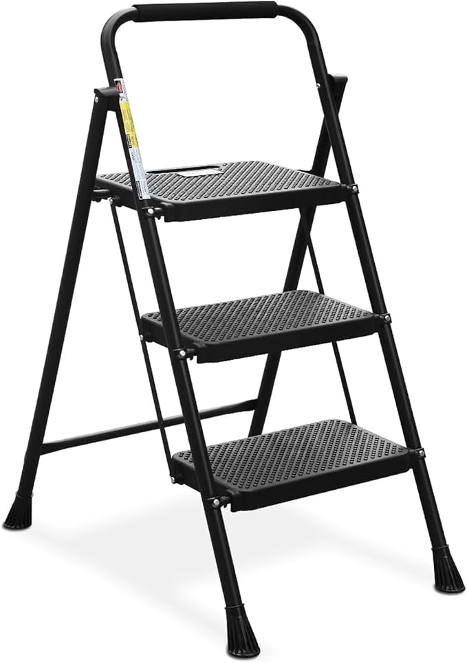HBTower Step Ladder, Folding Step Stool with Wide Anti-Slip Pedal, Sturdy Steel Ladder, Convenien... | Amazon (US)