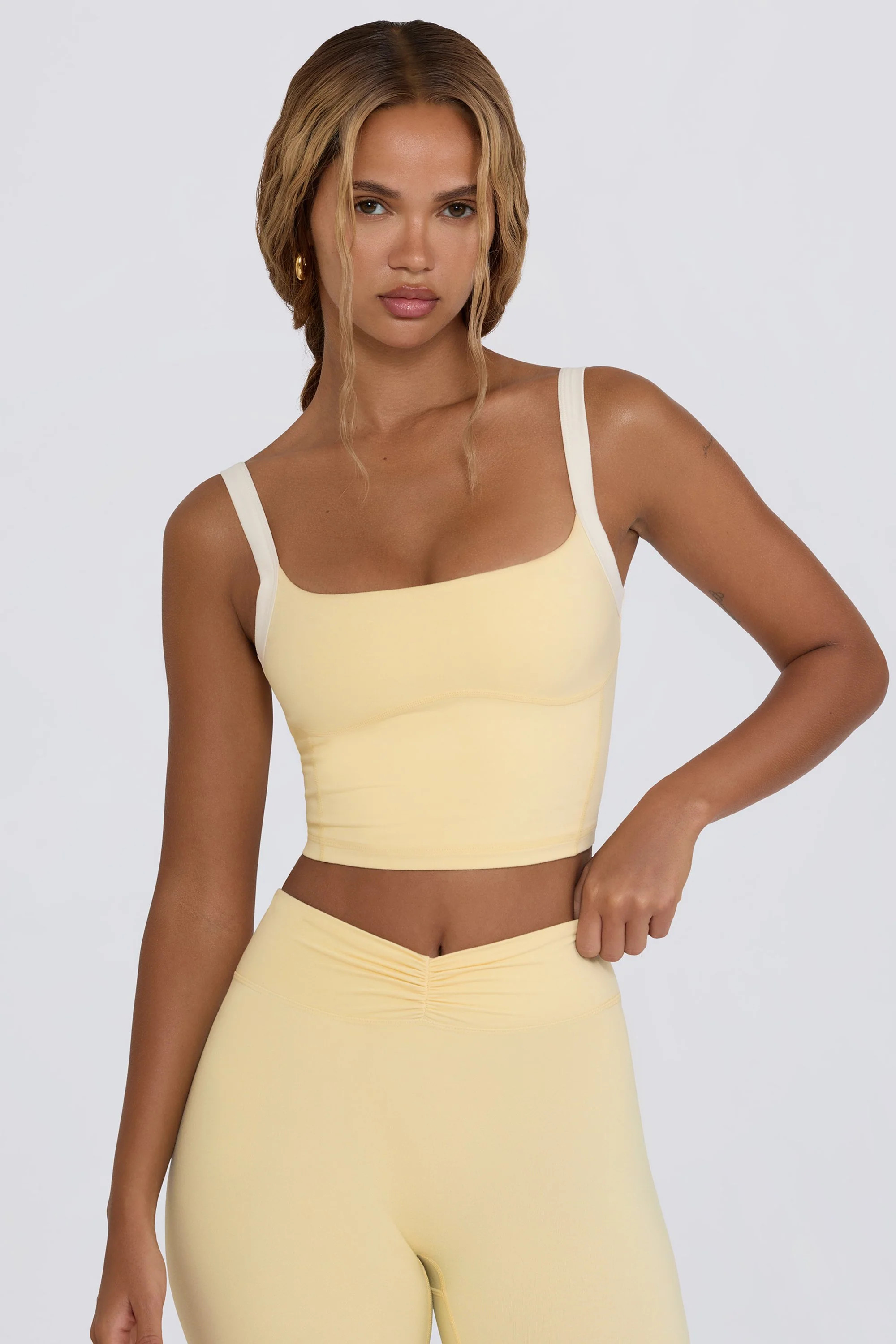 Cropped Tank Top in Lemon Marl | Bo+Tee