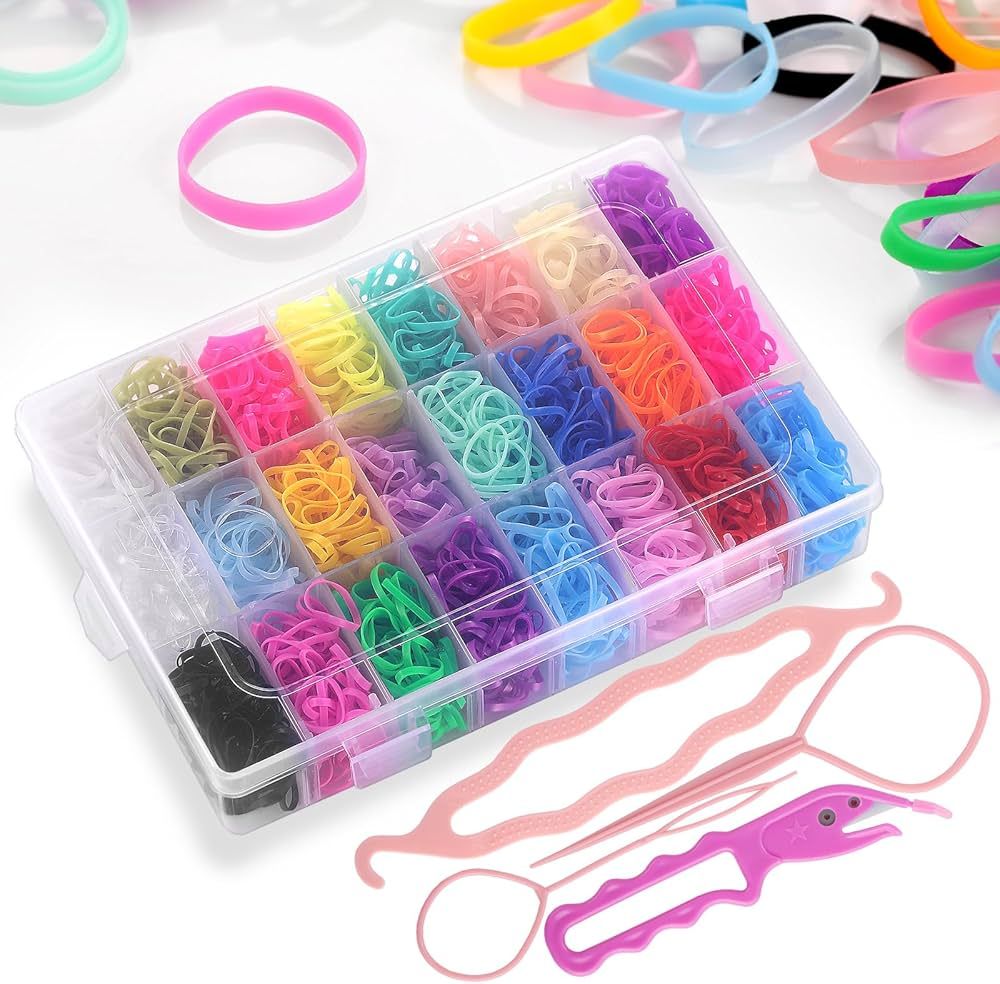 Hair Rubber Bands, Funtopia 2000 Pcs Small Elastic Hair Ties with Organizer Box Colorful Hair Tie... | Amazon (US)