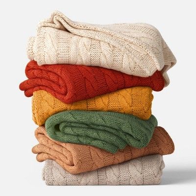 Chunky Cable Knit Reversible Throw Blanket - Threshold™ | Target