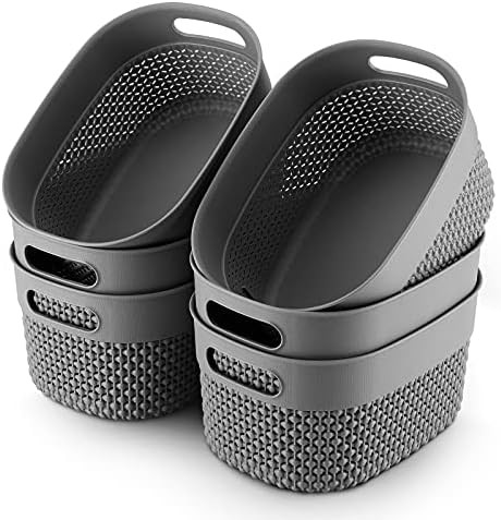 6 Pack Plastic Storage Baskets Small Storage Container Trays Organization and Storage Bins Shelve... | Amazon (US)