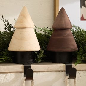 Stacked Wood Tree Stocking Holder | West Elm (US)