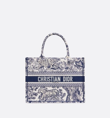 Small Dior Book Tote Blue Toile de Jouy Embroidery - Bags - Woman | DIOR | Dior Beauty (US)