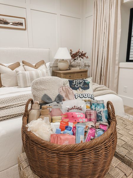 One of my favorite things to do for my guests is a basket full of goodies and essentials! It is such an easy way to elevate your guest’s experience- and fun to put together!

Guest bedroom, aesthetic home, guest basket, home finds, bathroom essentials, light and bright, neutral decor, Target home, throw blanket, throw pillow, bedding finds, furniture faves, shop the look!

#LTKGiftGuide #LTKstyletip #LTKhome