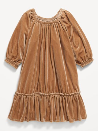 Puffy-Sleeve Velour Dress for Toddler Girls | Old Navy (US)